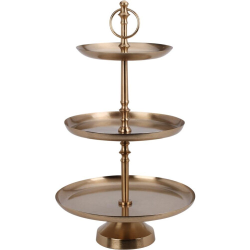 3 Layer Etagere Gold Iron Display Stand 50cm Tall Versatile Elegant Decor