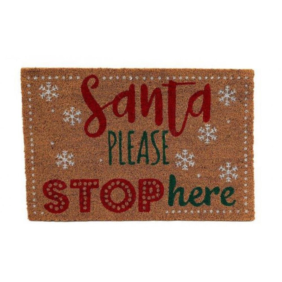 60x40 Santa Please Stop Here Doormat Festive Holiday Entrance Mat for Home