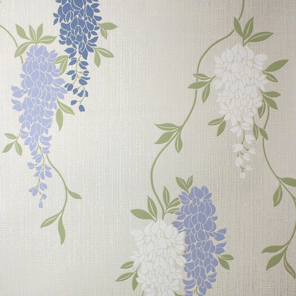 Fine Decor Wisteria Floral Blue Textured Vinyl WallpaperFD43674 - Image 4