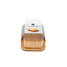19cm Butter Dish with Bamboo Base Food Safe Plastic Cover Kitchen Storage
