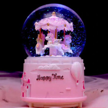 Snow Globes,Unicorn Carousel Music Snow Globe with LED Lights,Automatic Snow Fall Effect,Home Decor for Kids Room Birthday