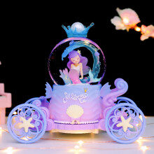 Crystal Ball with Music Colorful Lights, Girl Gift 6 Year Old Mermaid Birthday Snow Ball Music Box, (A, 80mmï¼6.69 * 3.66 * 5.43 inchï¼)