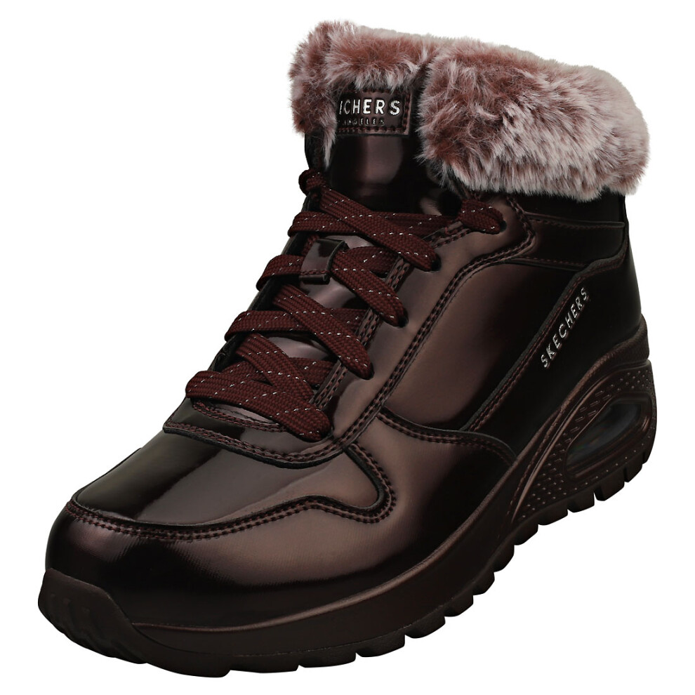 (5) Skechers Uno Rugged Fiesty Winter Womens Fashion Boots in Burgundy