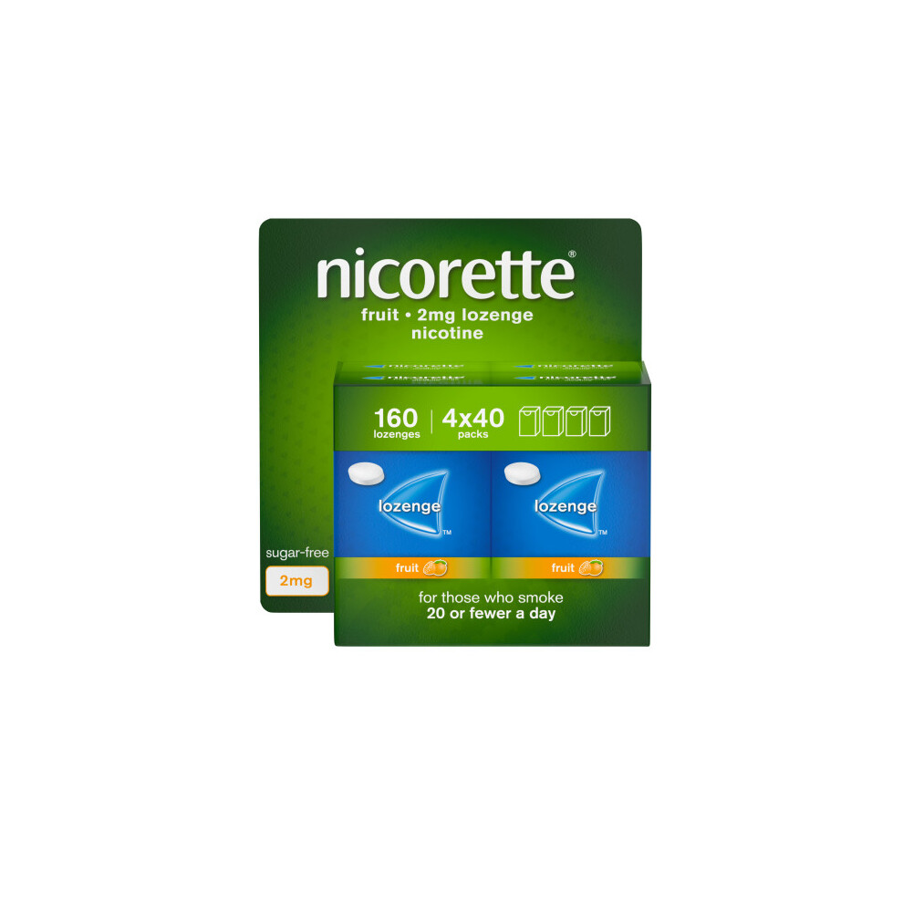 (2mg, 160 Lozenges) Nicorette Fruity Lozenge Smoking Aid Pocket Sized Pack Fast Relief