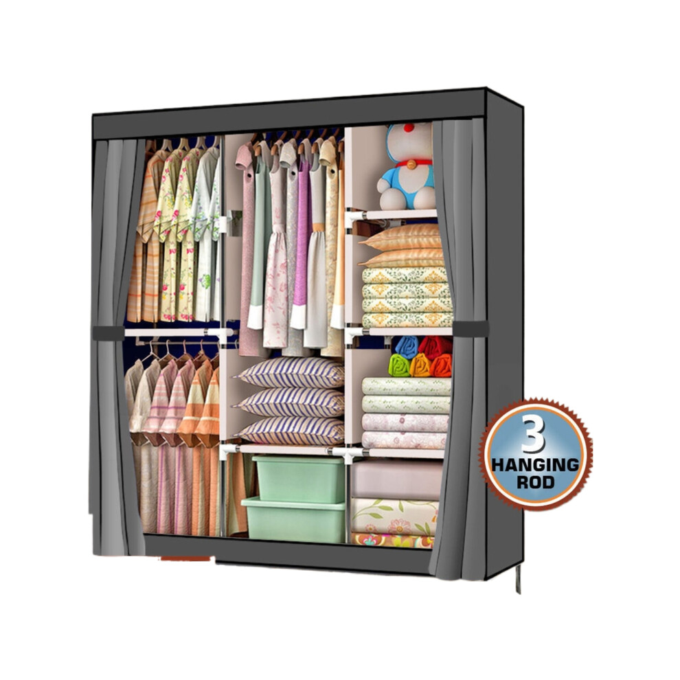 Portable Closet Wardrobe Clothes Rack Storage Organizer W/ Shelves-image-OPC-PCVRCNM-NEW