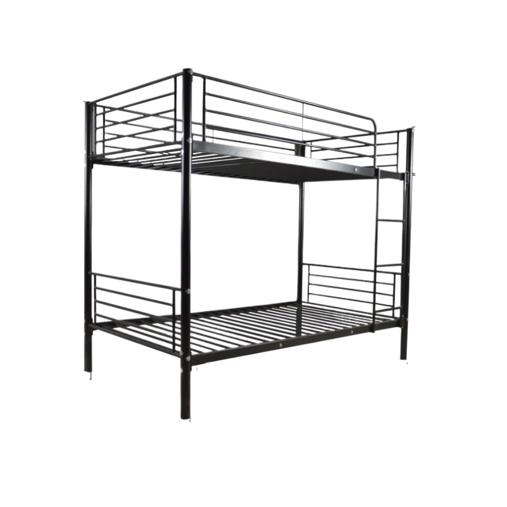 (Black) Twin Over Bunk Bed Heavy Duty Bunk Bed Frame w/ Ladder & Safaty Guardrail