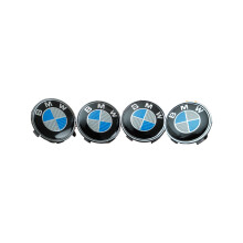 (Carbon Blue ) Set of 4 BMW alloy wheel centre caps 68mm
