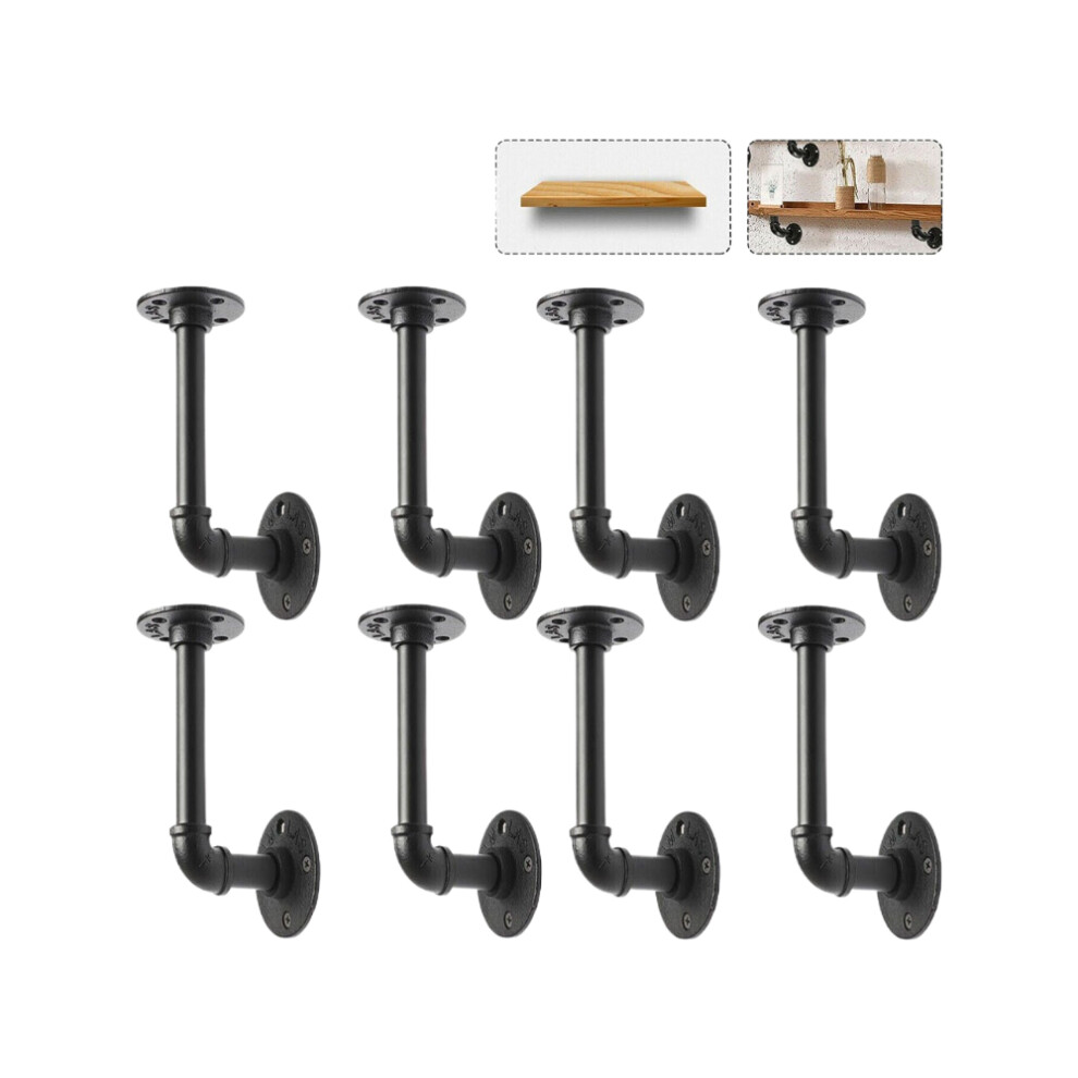 8PCS Rustic Home Pipe Shelf Brackets Industrial Iron Shelves Wall Mounted