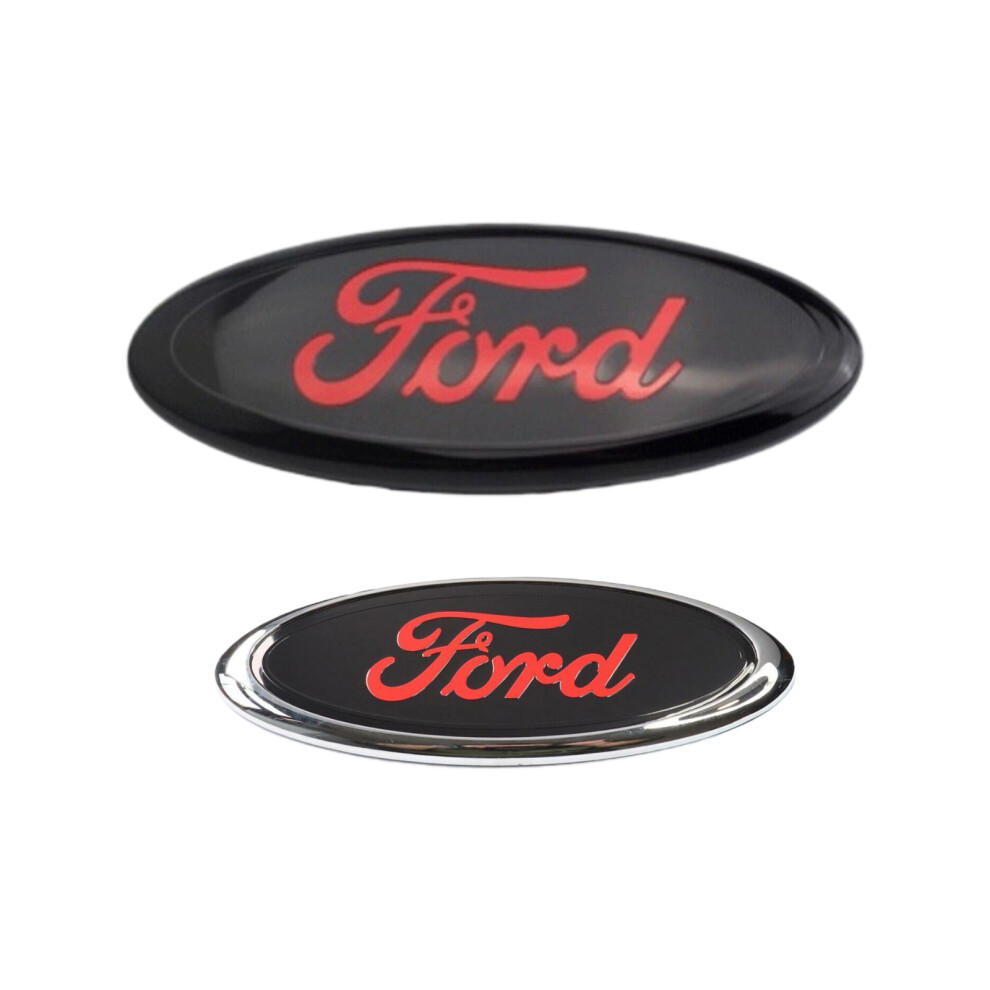 Starfull 9" & 6" Oval Ford Transit Custom Tourneo Badge Emblem - & Black/Red