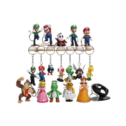18pcs/set Super Mario Bros PVC keychain Figures Keyrings Gift on OnBuy