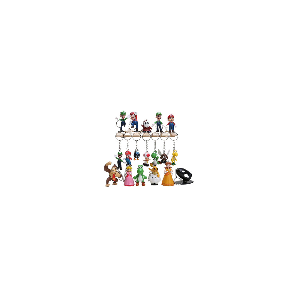 18Pcs/Set Super Mario Bros Pvc Keychain Figures Keyrings Gift Multicoloured