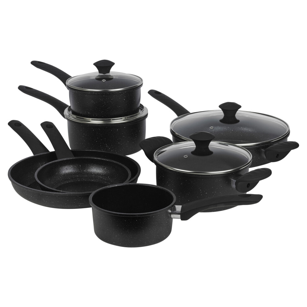 7 Pcs Forged Carbon Casserole Pot 3 Saucepans 2 Frying Pans Cooking Set