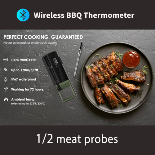Drahtloses Lebensmittel-Fleischthermometer Smart Digital Bluetooth mit 2 Sonden 1