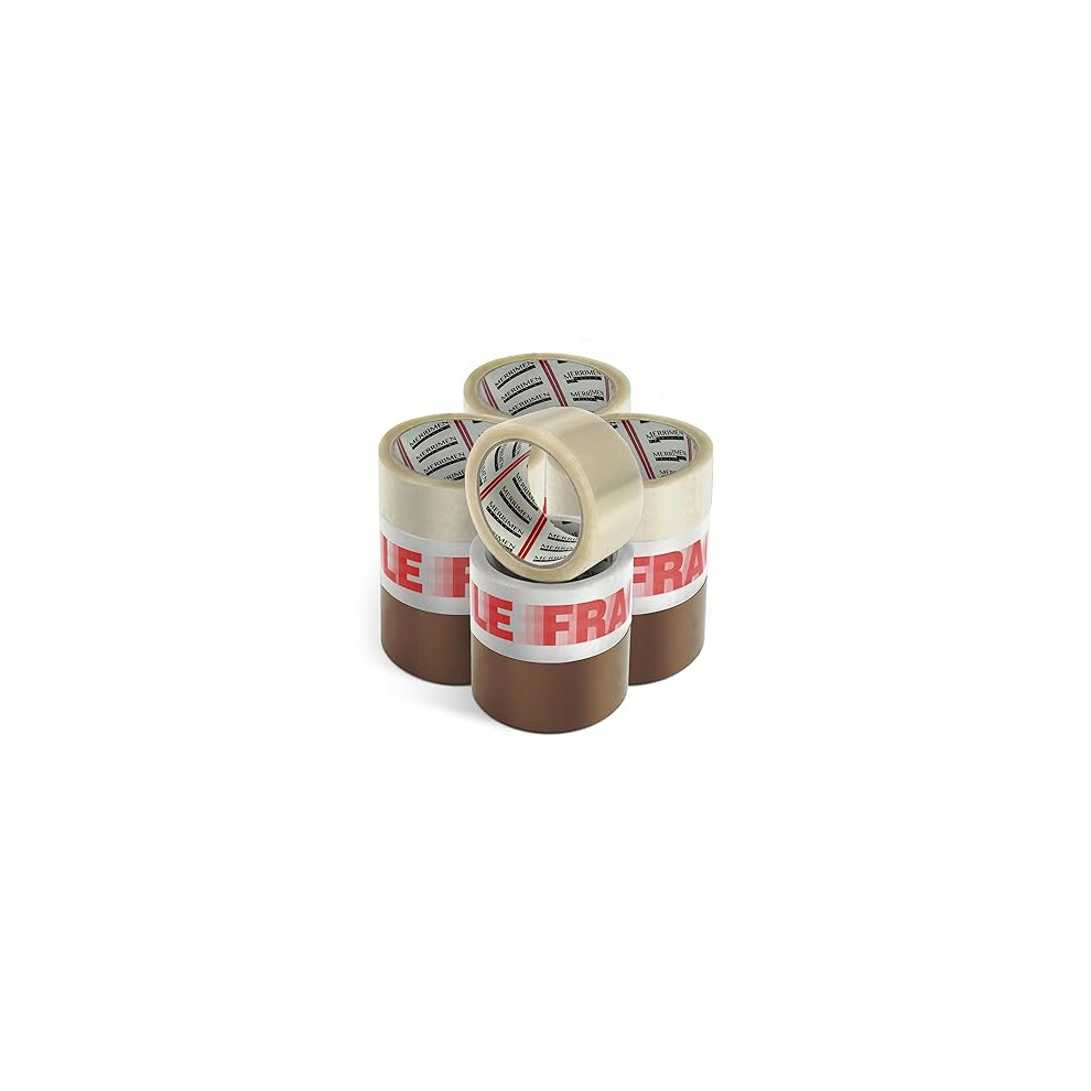 Merrimen Strong Heavy Duty Clear Packaging Tape 12 Rolls (48MM x 66M) Secure Sticky Sealing Tape for Parcel Boxes