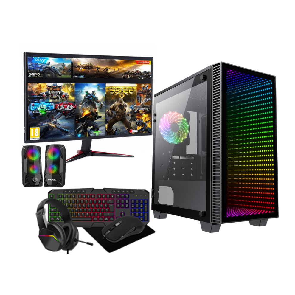 Fast Gaming PC Bundle Core i7 16GB RAM 1TB & 128GB SSD 4GB GT730 22in