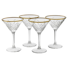 (Set of 4) Timeless Martini Glass with Gold Rim Sets Tall Drinks Glassware