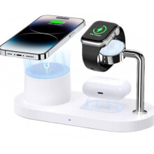 3 in 1 Fast Mag-Safe Charger Dock Stand for iPhone 16 15 14 13 12 Pro Max Apple Watch iwatch & Airpods(White)
