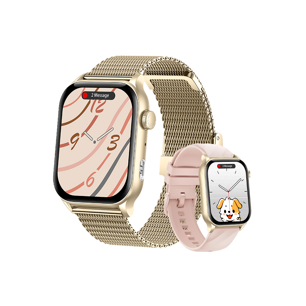 Chronus Kr86 Smartwatch Bluetooth Calling Artificial Intelligence Voice Assistant Noon Rest Night Sleep Monitoring (Metal Strap + Silicone Pink 6976918043115