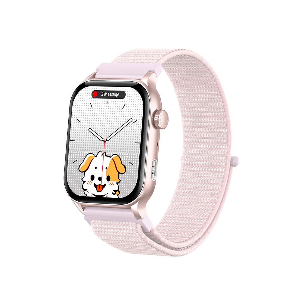 Chronus Kr86 Smartwatch Bluetooth Calling Artificial Intelligence Voice Assistant Noon Rest Night Sleep Monitoring (Fabric Strap)(Pink) Pink 6976918043061