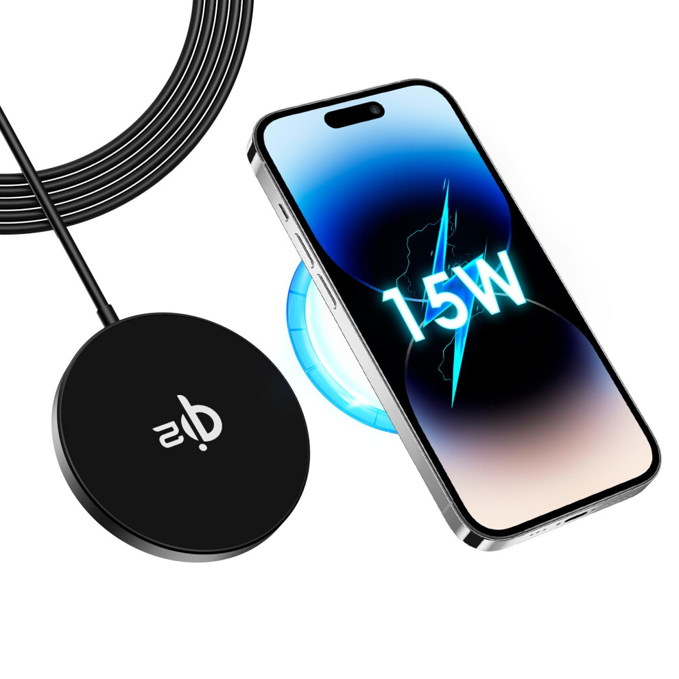 Chronus Qi2 Magnetic Wireless Charger Qi2 Certified 15W Ultra-Thin Magsafe Fast Charger For Iphone12/13/14/15 And Airpods 2/3/Pro(Black) Black 6976918044655