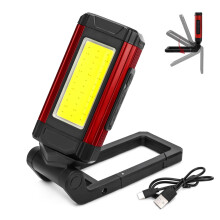 Linterna LED colgante de trabajo magnética recargable con gancho, 7 modos de iluminación, soporte y mosquetón con cabezal giratorio.