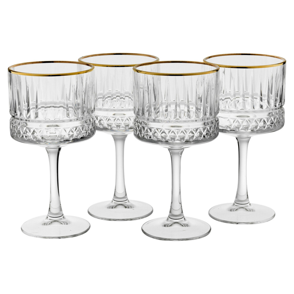 (Set of 4) 4/8 Pcs 500ml Martini Glass Cocktail Goblets Gold Rimmed Long Stemmed Set