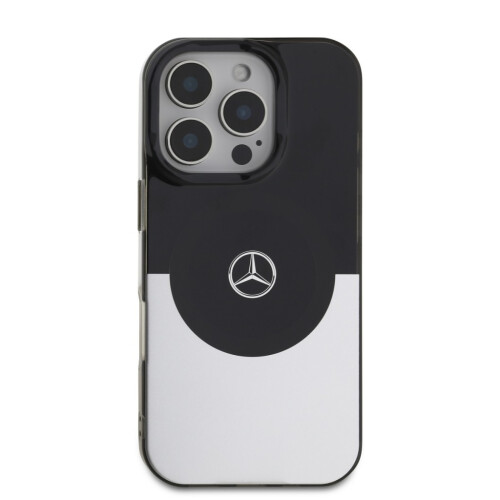 Mercedes-Benz Custodia rigida Mercedes per iPhone 16 Pro Max con MagSafe, colore nero e argento. 1