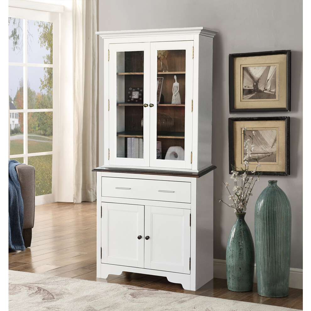(Single Dresser) White Wooden Dresser Single Or Double Size With Glass Doors