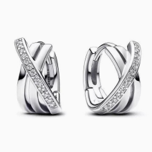 Pandora Crossed Pavé Creoles 293150C01
