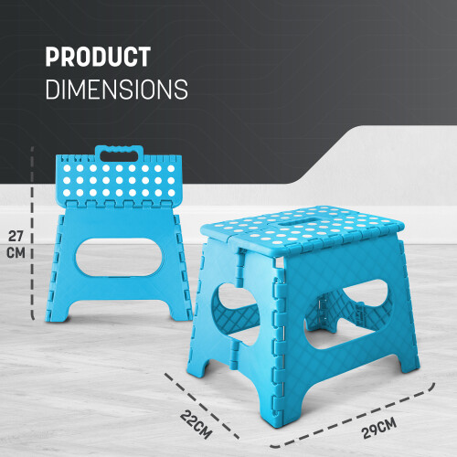 KEPLIN 11 inch Folding Step Stool Non.Slip Foldable stool, Blue 2