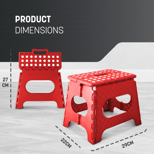 KEPLIN 11 inch Folding Step Stool Non-Slip Foldable stool, Red 2