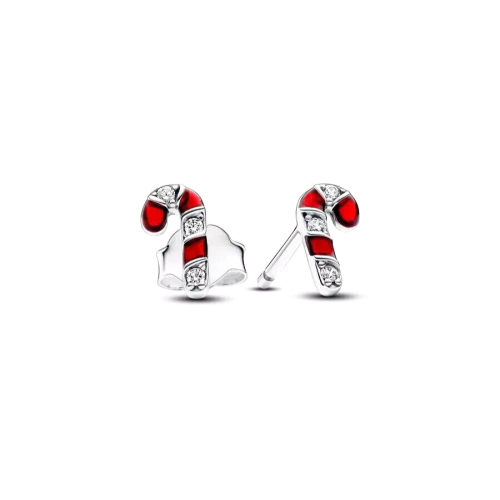 Pandora Pandora Stud Earrings Sparkling Red Candy Cane Genuine 292996C01