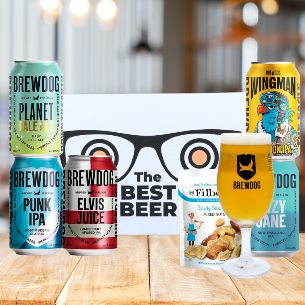 Brewdog Craft Beer Gift Set with Glass and Snacks (5 x 330ml Cans)