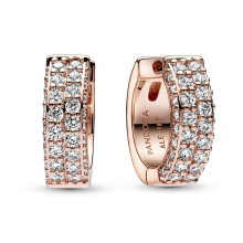 PANDORA Women's Creole Earrings Timeless Pavé Rose Gold 282622C01