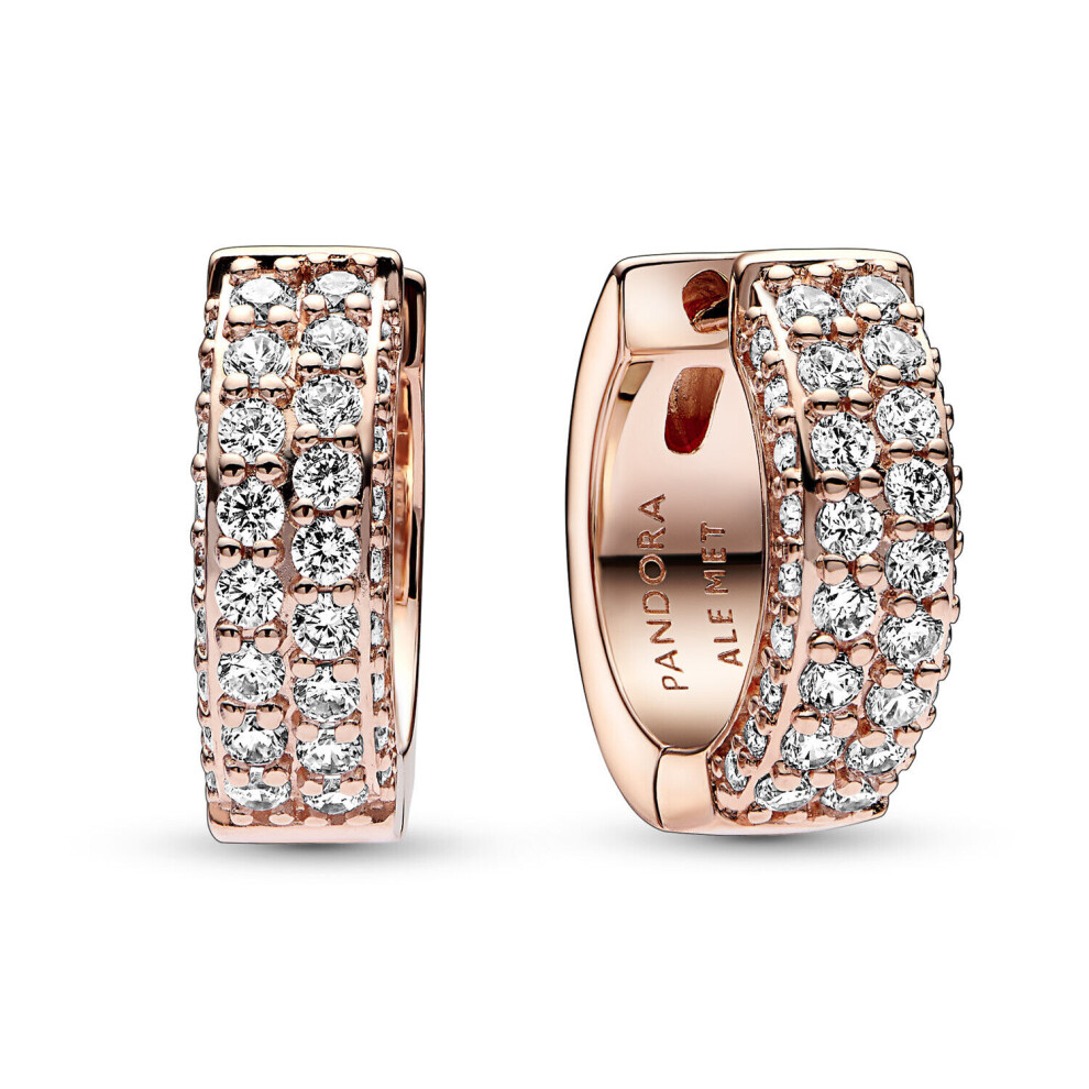 PANDORA Women's Creole Earrings Timeless Pavé Rose Gold 282622C01