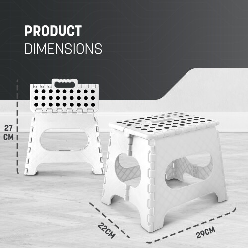 KEPLIN 11 inch Folding Step Stool Non-Slip Foldable stool, White 2