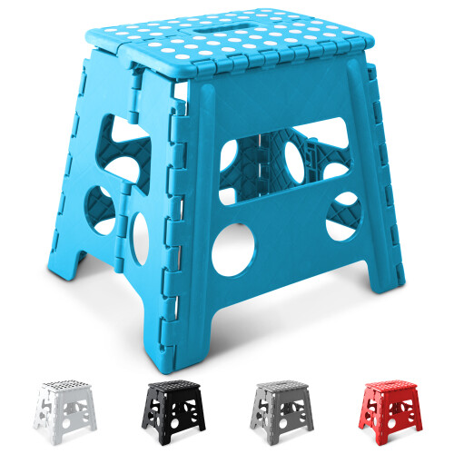 KEPLIN 13 inch Folding Step Stool Non-Slip Foldable stool, Blue