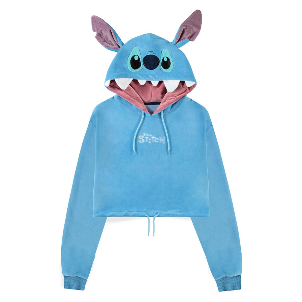 Disney Girls Lilo And Stitch Stitch Cropped Novelty Hoodie