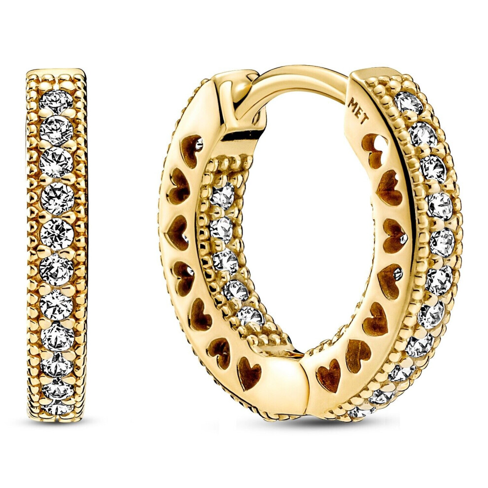Pandora Yellow Pavé Heart Hoop Earrings 266317C01