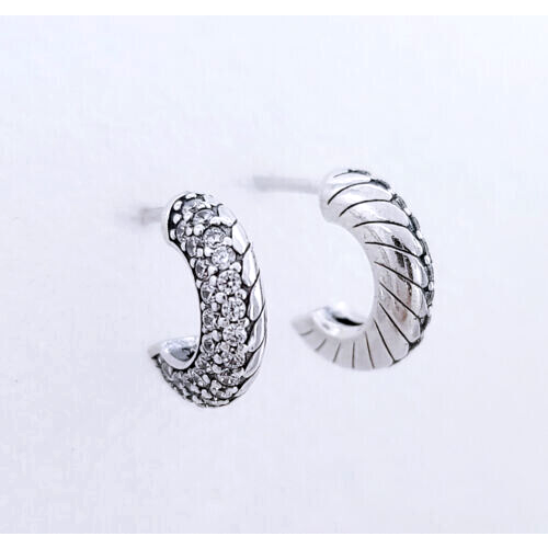 Pandora Pandora Pavé Snake Chain Pattern Hoop Earrings 299091C01 2