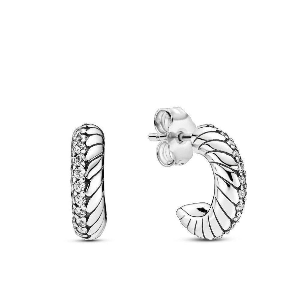 Pandora Pavé Snake Chain Pattern Hoop Earrings 299091C01