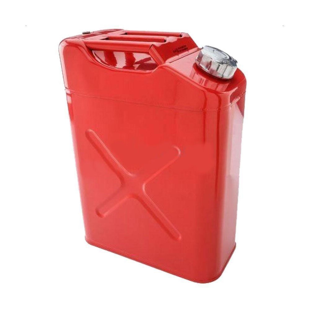 (1) 20L 5 Gallon Steel Fuel Gasoline Petrol Diesel Water Jerry Can Tank Container Backup Storage Gasoline Metal Cans Spout Storage Fuel Petrol Diesel 3702387916000