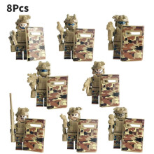 (Brown) Elite Forces Minifigure Set Military Swat Building Blocks Action Oriented Toy