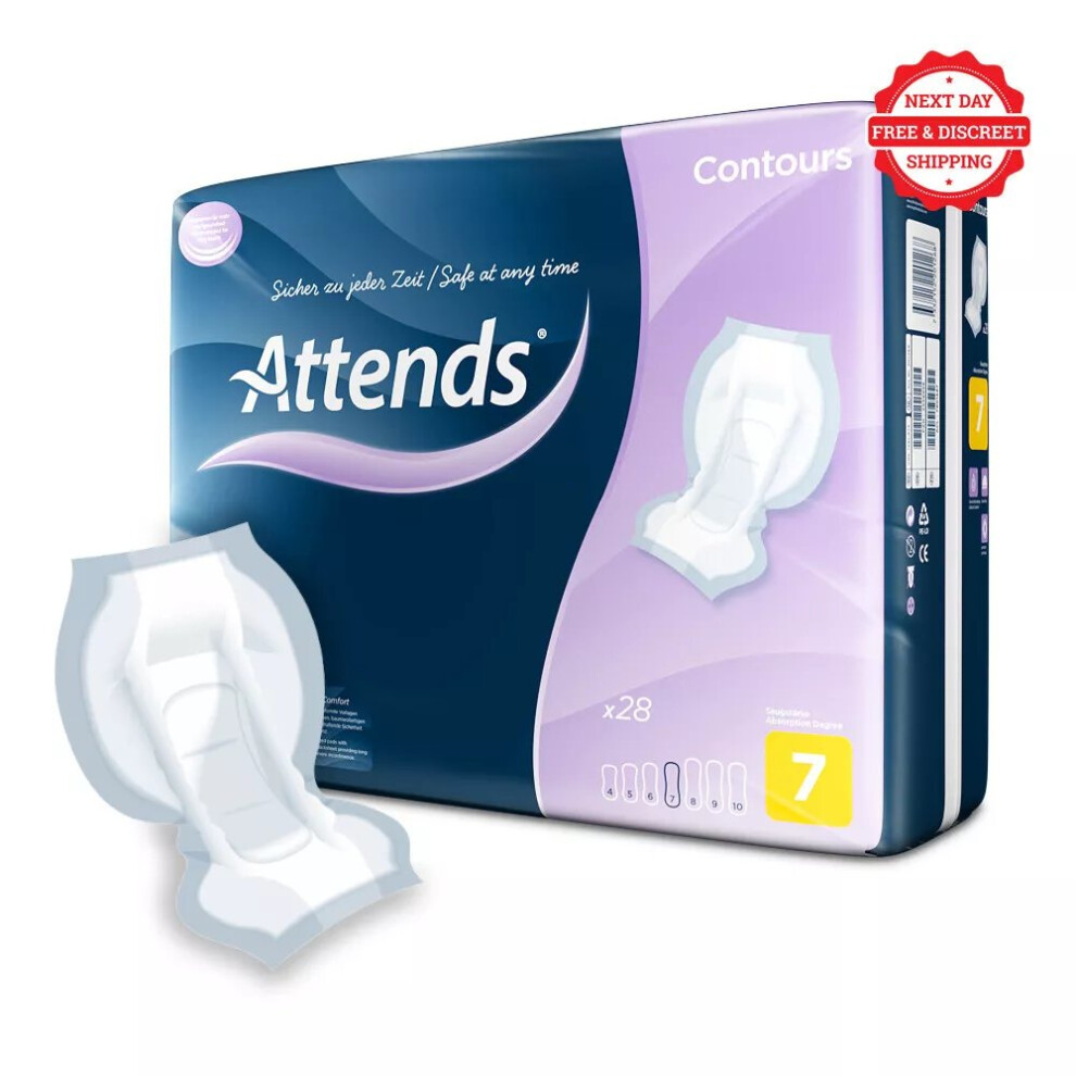 Attends Contours Regular 7 Faecal & Urinary Incontinence Pads