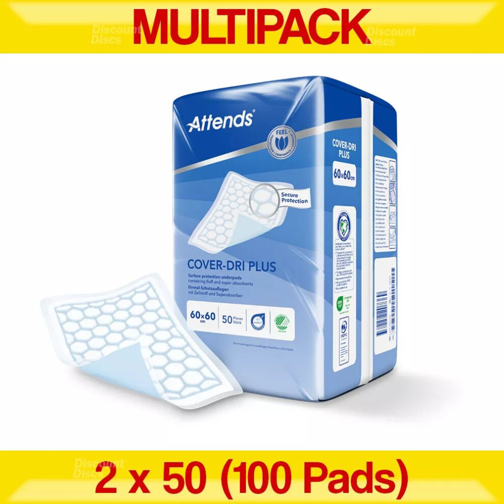 100 Attends Cover-Dri Plus Bed Pads - 60x60cm