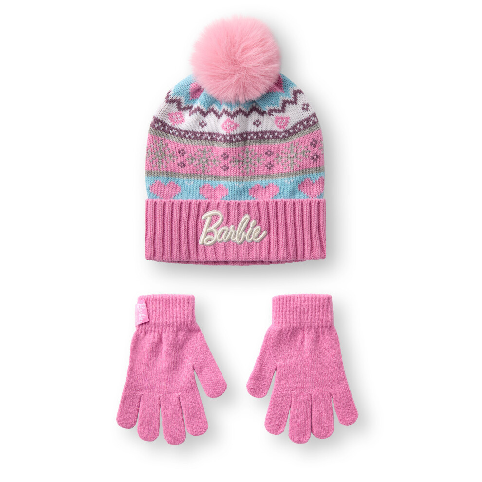 Barbie Beanie and Gloves Set (Boys Pink)