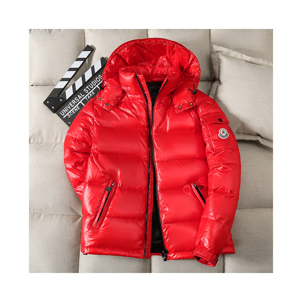 (L, ) Winter Men's Warm Hooded Duck Down Jacket Short Coat Red