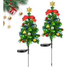2PCS Solar Christmas Tree 17.7 Inch Solar Christmas Lights with LED for Outdoor