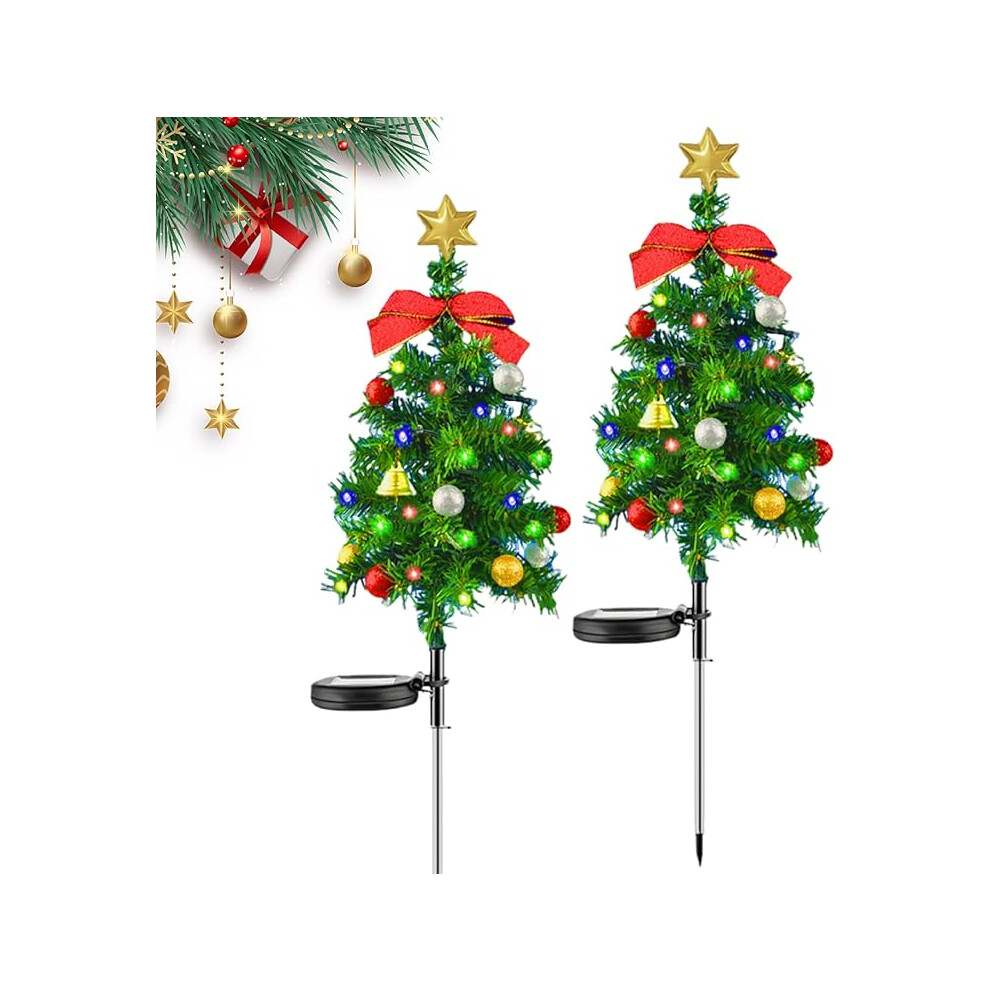 2PCS Solar Christmas Tree 17.7 Inch Solar Christmas Lights with LED for Outdoor