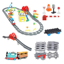 (43pcs train track) Rail Transport Big Size Building Blocks Creative Track Accessories Assemble Toys For Children Bricks Compatible City Train Set